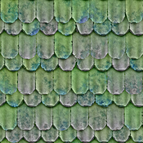 green generated background of roof tiles in a row