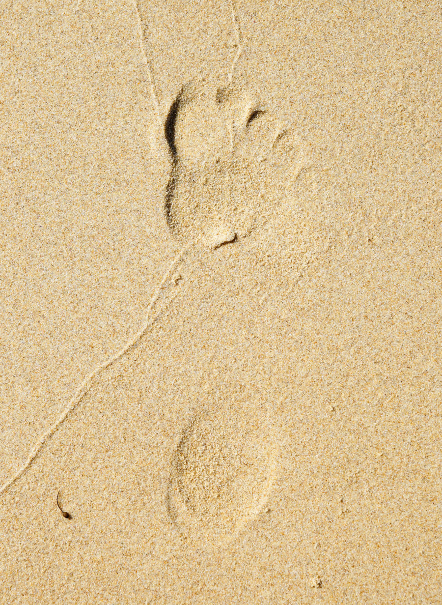 Sand Texture with a closeup of a footprint at the beach