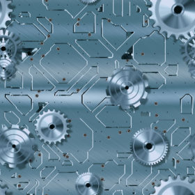 blue steel background with cogs and gears