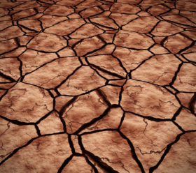 illustration of hot, dry and cracked ground or lake bed