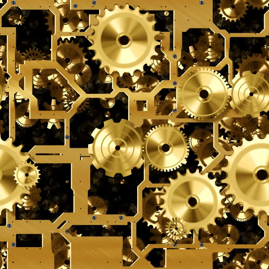 Another Gold or Brass Cogs and Gears Seamless Background