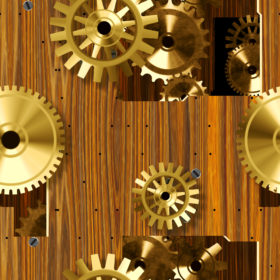 cogs on wood background