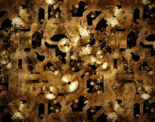 steampunk grunge gold cogs texture