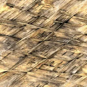 background of woven straw thatch as roof texture