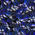 abstract background of blue glass tiles forming an ocean like jigsaw