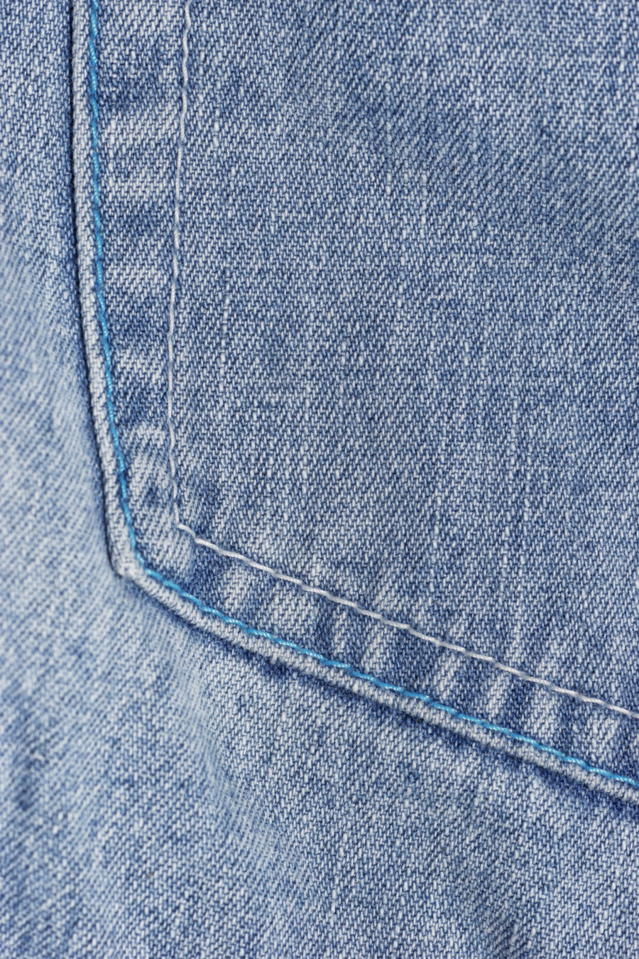 Three closeup images of denim jeans texture