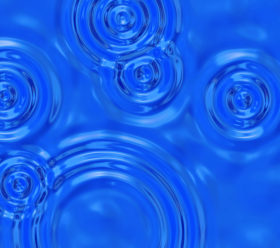 Blue water drops and ripples