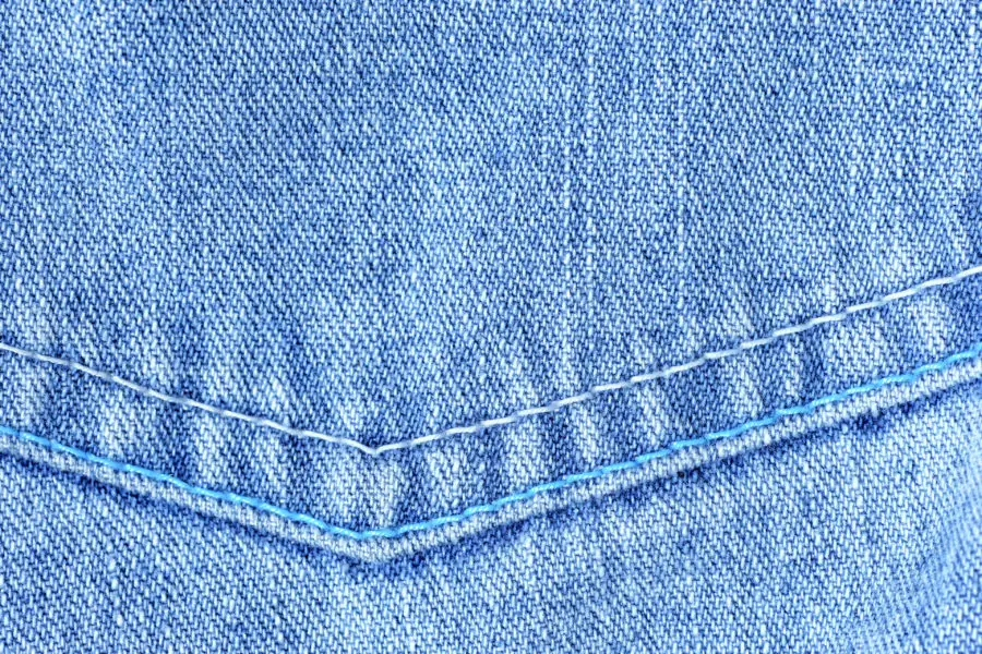 Three closeup images of denim jeans texture