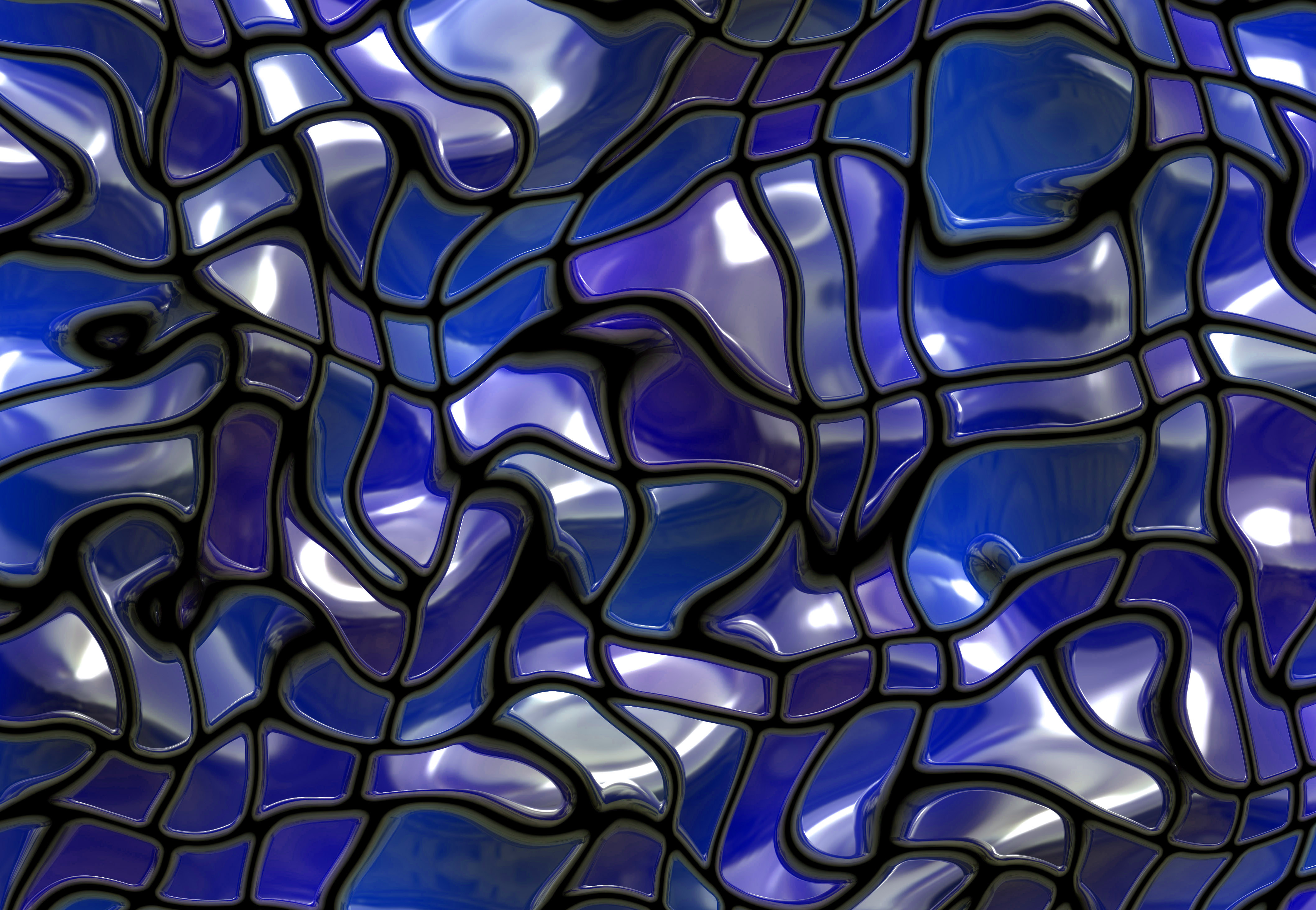 Abstract texture of blue glass tiles in an ocean like jigsaw | www
