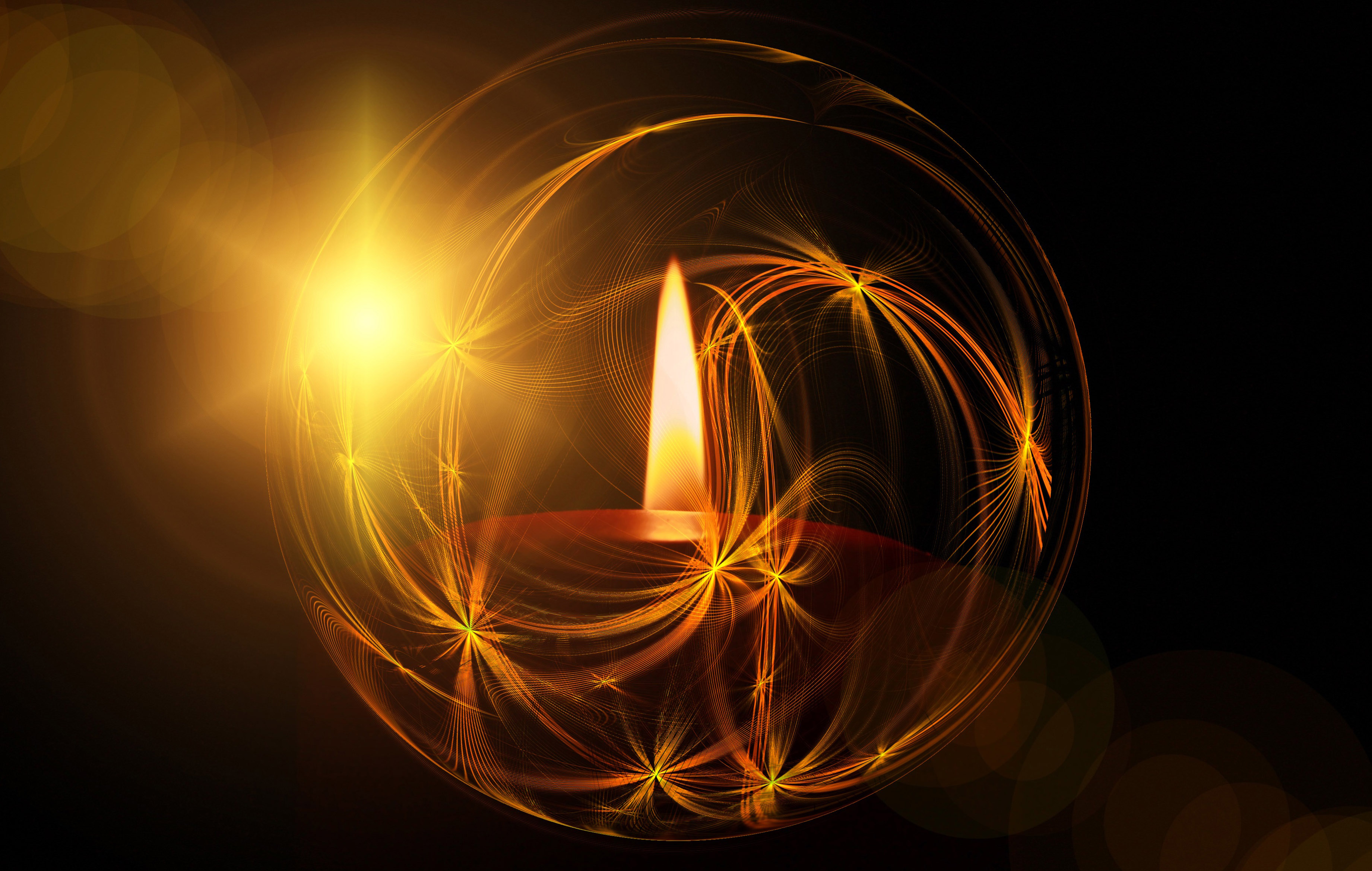 Candle With Burning Flame And Melting Wax Vector Background