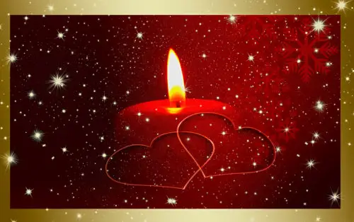 candles stars and hearts christmas card