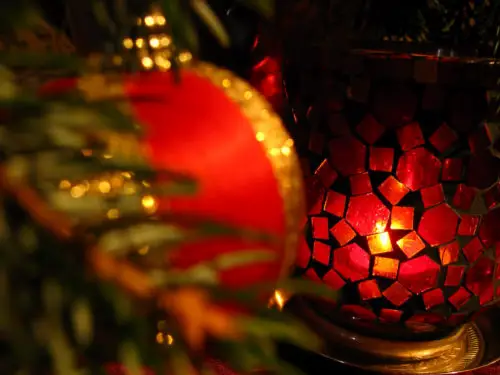 christmas ball or bauble decoration and lamp