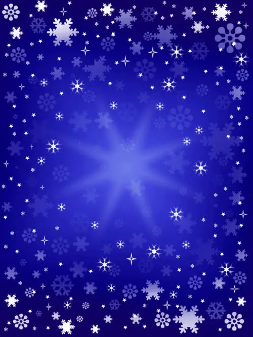 snow on blue christmas background