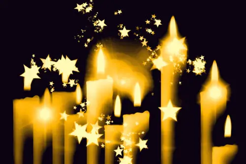 yellow candles xmas background